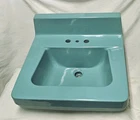 Vtg Bath Wall Sink Crane Norwich Lavatory Aqua Blue Green 1959 Vitreous China