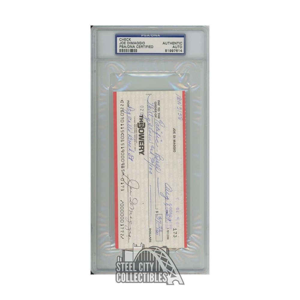Joe DiMaggio Autographed Check - PSA/DNA (1989)