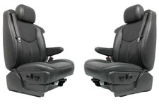 99-07 Sierra Silverado Front Seats Dark Pewter Leather Power 2-way Lumbar
