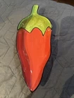Clay Art Chili Pepper Bowl Fiesta Red Salsa Appetizer Dip Hand Painted 1999