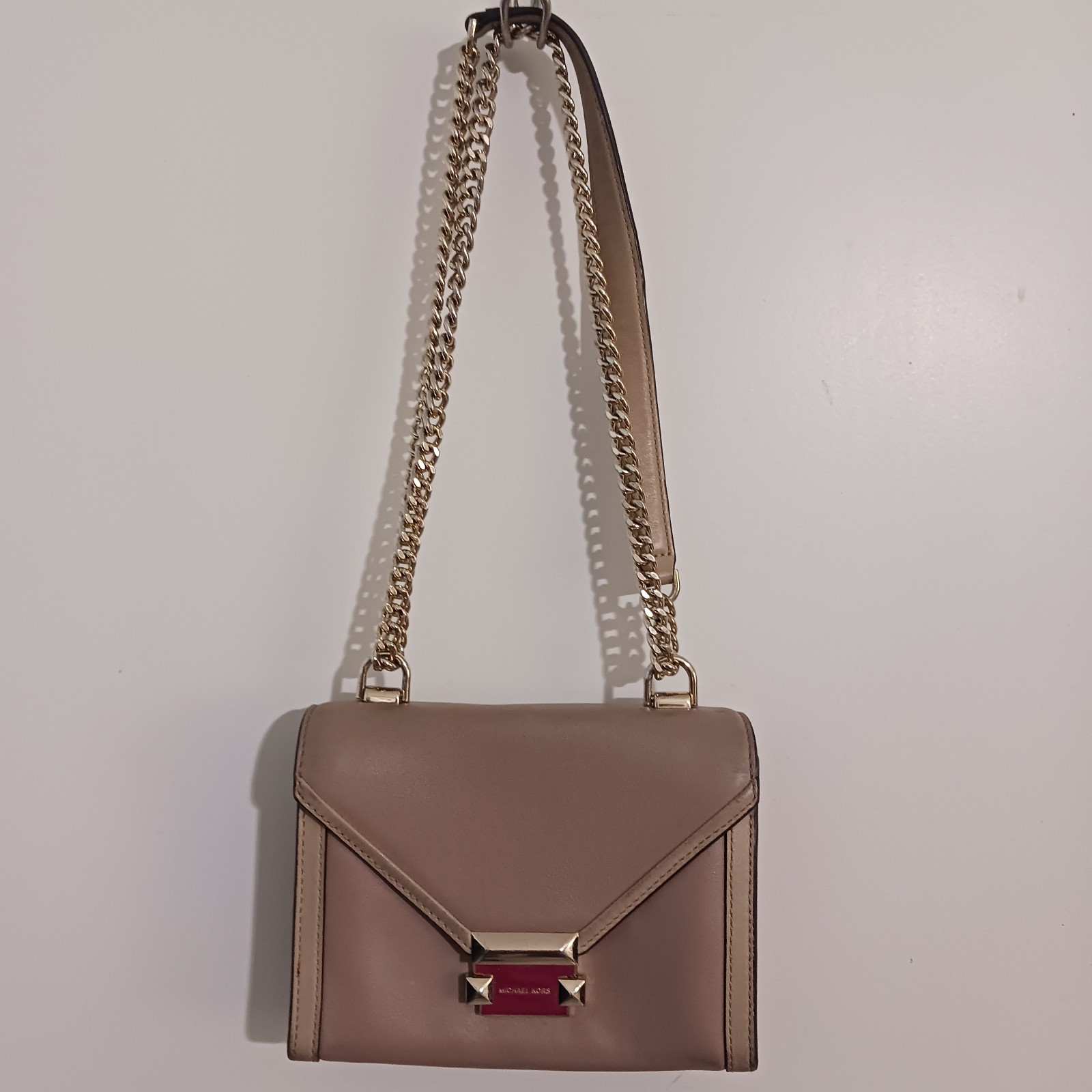 Michael Kors Small Whitney Comvert Shoulder Bag Tan Leather Chain Strap