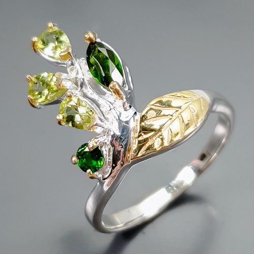 Anello Diopside Cromato Naturale Gioielli Argento Sterling 925 Misura 7,5/R412230