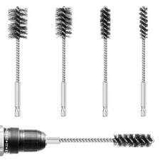 4 Pcs Stainless Steel Bore Brush Set Drill Wire Small silver 