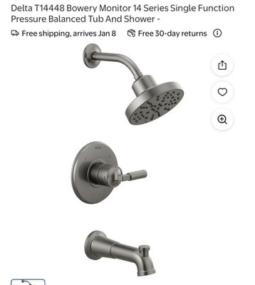 Delta Bowery Monitor 14 Series T14448-KS  Tub and Shower Black Stainless