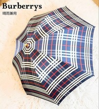 Ombrello pieghevole Burberrys check blu navy vintage autentico perfettamente funzionante
