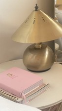 2X Gold Structured Round Bedside Lamp Table Light