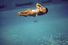 Diving 1988 Summer Olympics USA Greg Louganis in action during spr- Old Photo