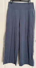 Athleta Venice Track Stripe Wide Leg Pants Granite Blue L arge Petite Casual