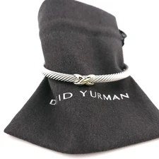 David Yurman Sterling Silver & 14k Yellow Gold 5mm X Cuff Bangle Bracelet
