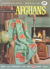 Decorator Afghans Knit Crochet Pattern Booklet Coats & Clark #142 Mohawk Valley