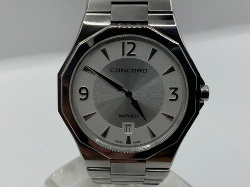 CONCORD MARINER SILVER & WHITE GUILLOCHE ARABIC DIAL 40MM SWISS QUARZUHR - Bild 10 von 15