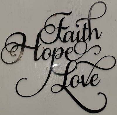 24 X 24 Faith Hope Love Script Metal Sign Steel Décor Home Cut Out Silhouette