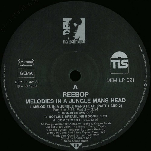 REEBOP Melodies In A Jungle Mans Head JONAS HELLBORG Day Eight Music VINYL LP - Picture 3 of 4