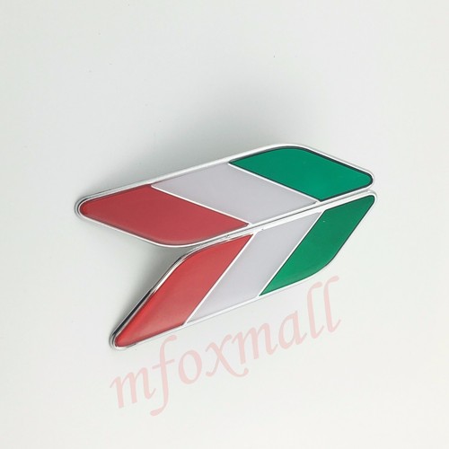 2X Chrome Car Accessory Fender Trim 3D Decal Sticker IT Italy Flag Emblem Badge - Picture 6 of 7