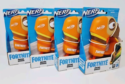 NERF Fortnite Micro Doggo Dart Gun Lot (4) Microshots Blaster Hasbro Pug NEW Toy