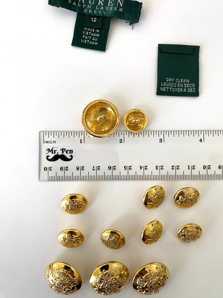 (12) Ralph Lauren Gold Logo Round Polo Horse Equestrian Replacement Buttons GUC - Image 3 of 4