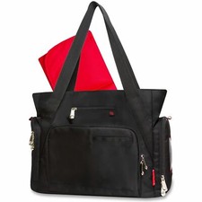 Fisher-Price Fastfinder Deluxe Messenger Diaper Bag, Black, Wipe Case Brand New