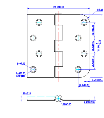 Colester Direct 4 Inch Door Hinges 9-Pack - 5/8" Square Corner Radius Satin Nickel Finish