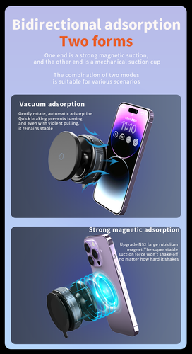 360° Rotatable Car Magnetic Phone Holder Vacuum Magnetic Suction Cup Phone Mount - Picture 6 of 14