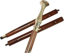 Vintage axe Head chrome full steel Cane Walking Stick Brass Handle Christms gift