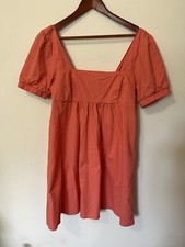 Wild Fable Peach Puff Sleeve Mini Dress Size Medium Smocked Back