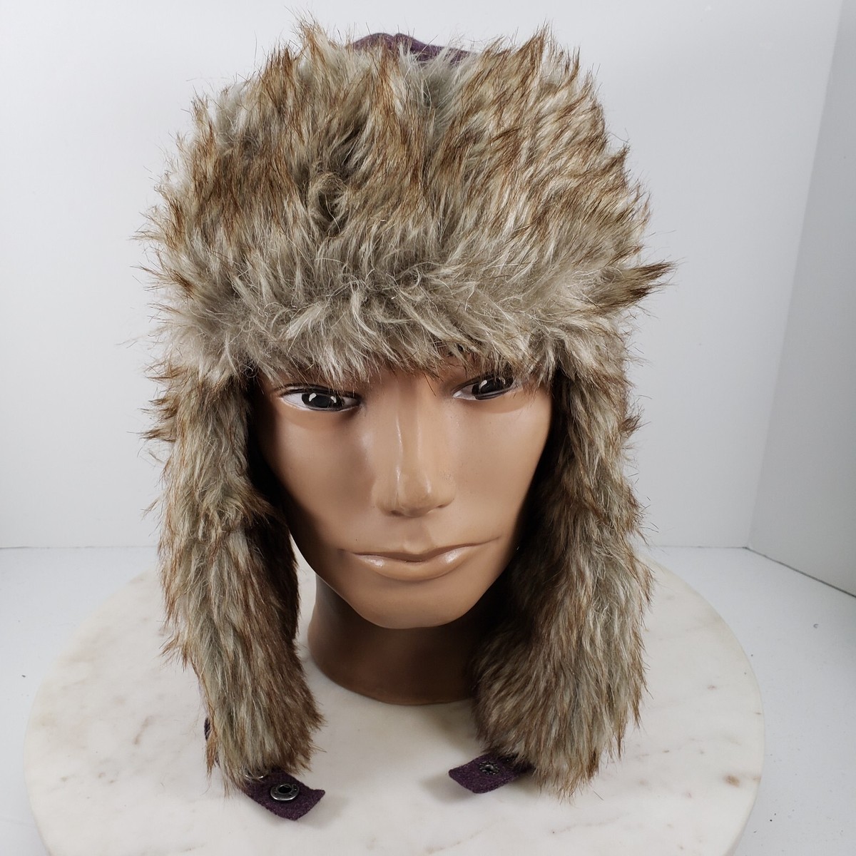 REI Aviator Hat Trapper Cap S/M Wool Faux Fur Insulated Ear Flaps