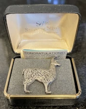 Vintage Sid Bell Sterling Silver Hand Engraved Llama Tie Tack Hat Pin NIB NOS