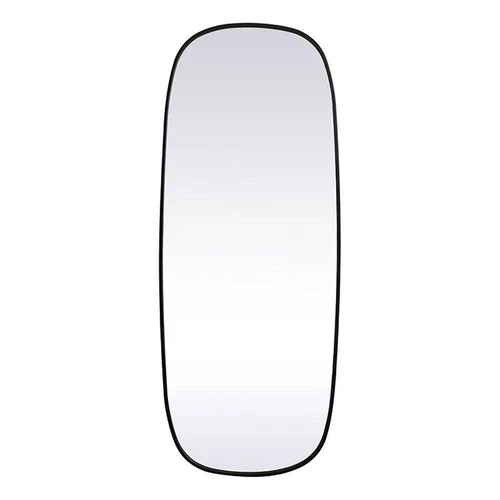 Elegant Decor Brynn 24x60" Oval Modern Metal Wall-Mounted Mirror in Black - Picture 1 of 11