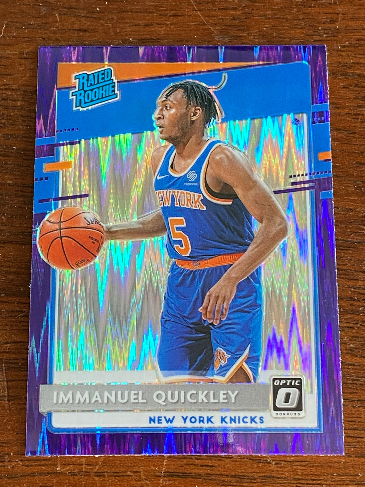 2020-21 Panini Optic Purple Shock Parallel NY Knicks Immanuel Quickley RC #175