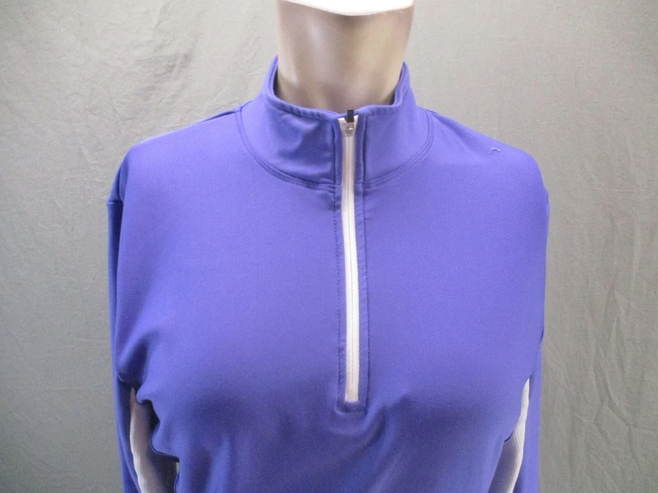 Pullover deportivo ligero Descente talla L para mujer azul 1/2 cremallera cuello alto 874 Foto 2 de 4