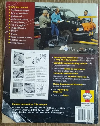 Camionetas Haynes Chevrolet S-10 y GMC SONOMA 1994-2001 manual de reparación 24071 - Imagen 2 de 2