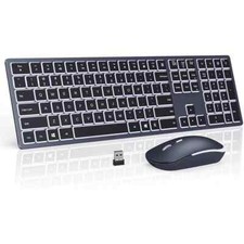 Backlight Wireless Keyboard and Mouse Combo 2.4G USB Silent Slim Rechargeable US
