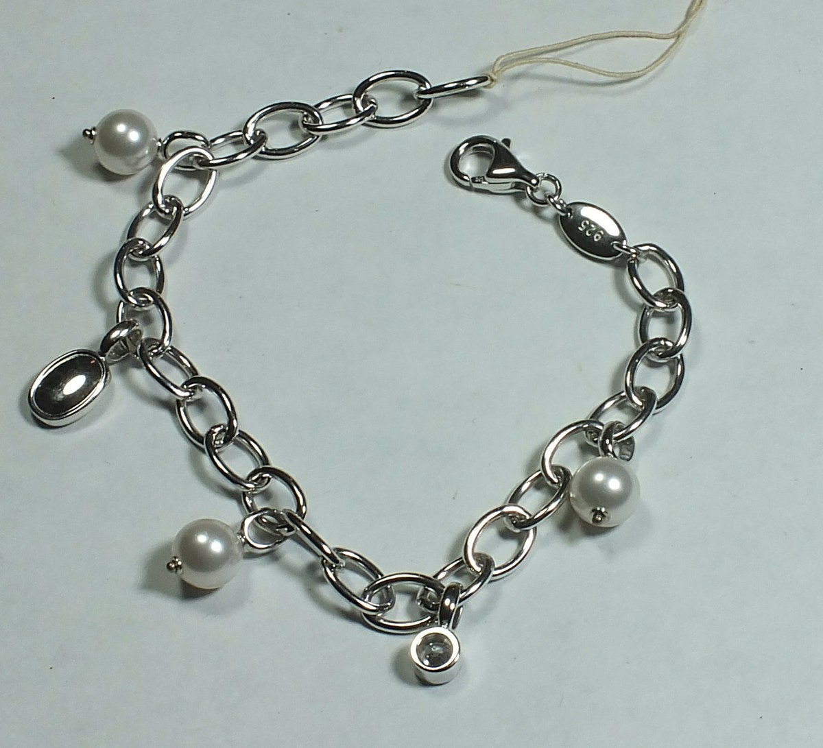835 Zilver - Armband, VINTAGE - damesarmband bezet met blauwe stenen in