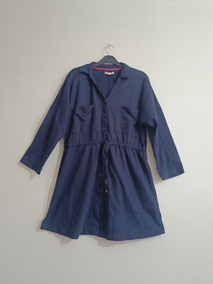 EX White Stuff  Women's 3/4 Sleeve Collared Neck Shirt  Top In Navy (Defect)