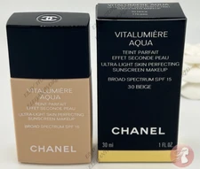 Chanel Vitalumiere Aqua Makeup Foundation Spf 15 - 30 BEIGE 100% AUTHENTIC