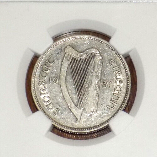 1931 Ireland 2S Florin NGC XF 45 Irish Silver KM# 7 Certified Key Date Coin - Picture 2 of 4