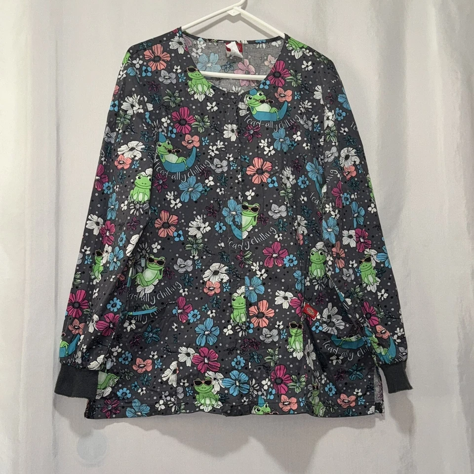Vintage Dickies Scrub Top Toadally Chilling Frogs Womens Size Xl Guc E700 - Image 2 of 4