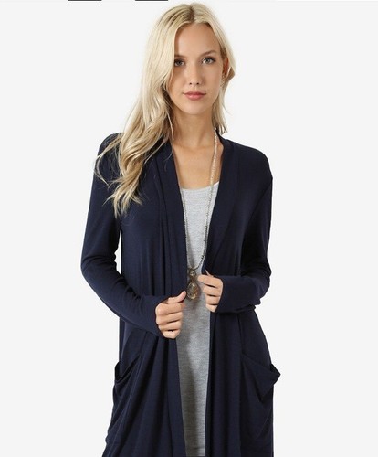 Damen Cardigan Pullover vorne offen Fly Away Langarm mit Taschen locker fallend - Bild 11 von 11