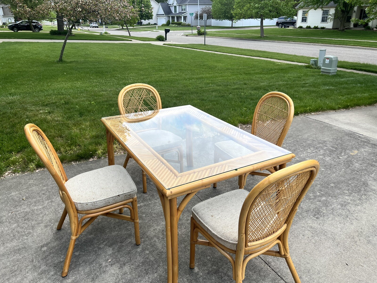 Bamboo Glass Table eBay