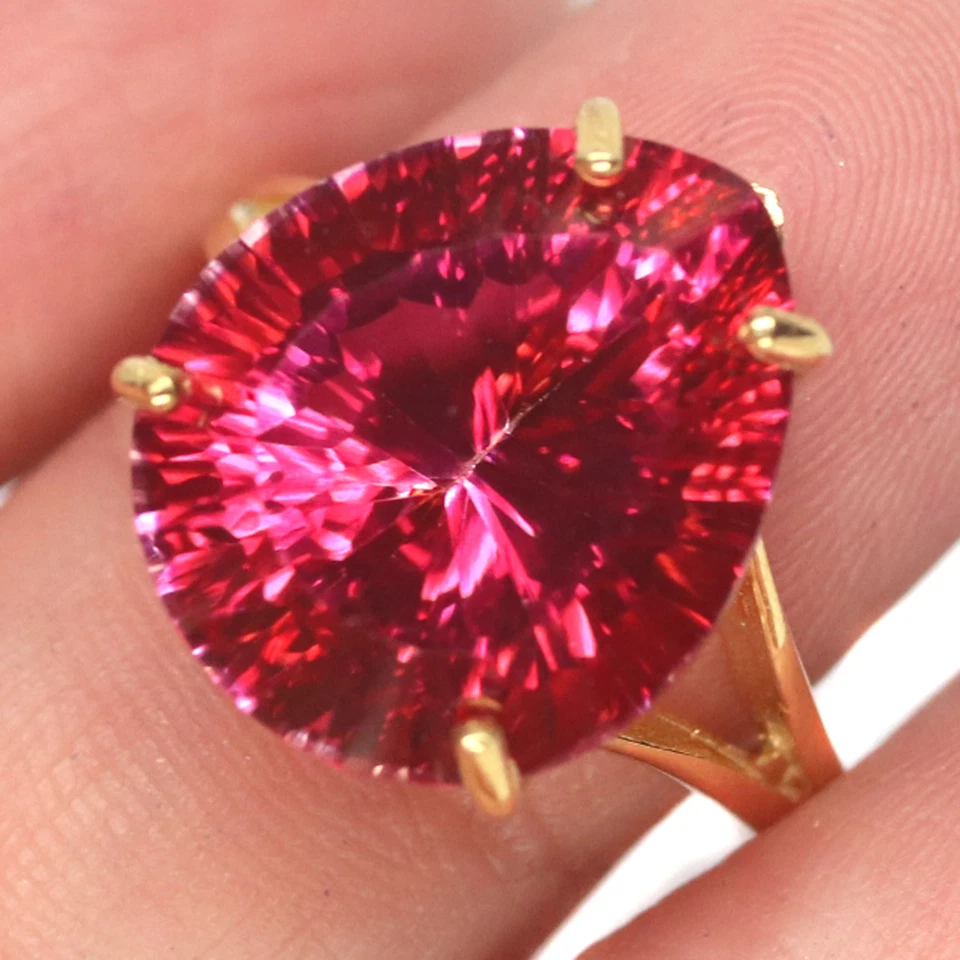 14 X 17 mm. Pear Red-Mystic Topaz Ring Silver 925 Sterling Size 7.75 - Image 3 of 4