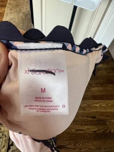 Women's Swimwear Xhilaration Gingham Scalloped Bralette Top SZ M Blue Pink - Picture 3 of 4