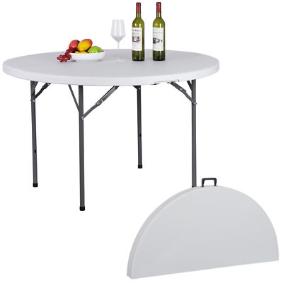 48'' Round Bi-Folding Commercial Table Plastic Dining Card Table for Outdoor