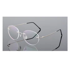 Rimless Metal Reading Glasses Men Round Blue Light Blocking Presbyopic Readers