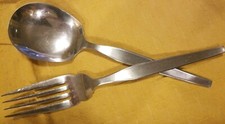 CLOVER Stainless Silverware / Flatware serving fork and spoon set 8 3/4" long 