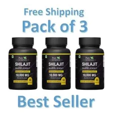 3 x Pure Shilajit 10000mg 60 Caps, Extremely Potent, Fulvic Acid