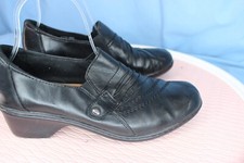 Earth Origins Victoria Black Leather Clog Heel Loafers 2013F Women Size US 9 M