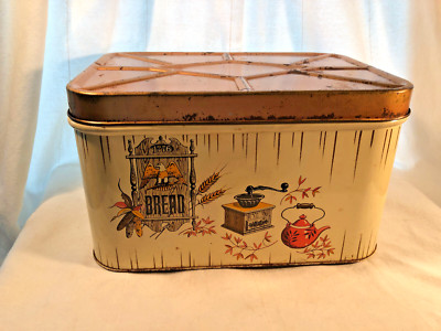 Tin Bread Box Americana Motif 14 X 9.5 X 8 Inches
