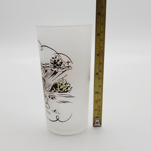 Vintage Currier and Ives Frosted Drinking Glass Tumbler Barware Pub Kitchenware - Picture 7 of 7