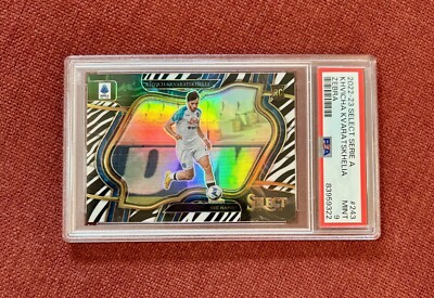 2022-23 Panini Select Serie A Khvicha Kvaratskhelia Zebra /20 Rookie PSA9