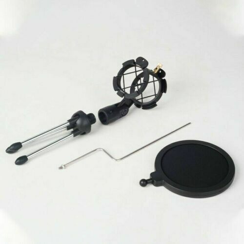 Microphone Mic Shock Mount Studio Desktop Table Top Tripod Stand w/ Pop Filter - Picture 9 of 11